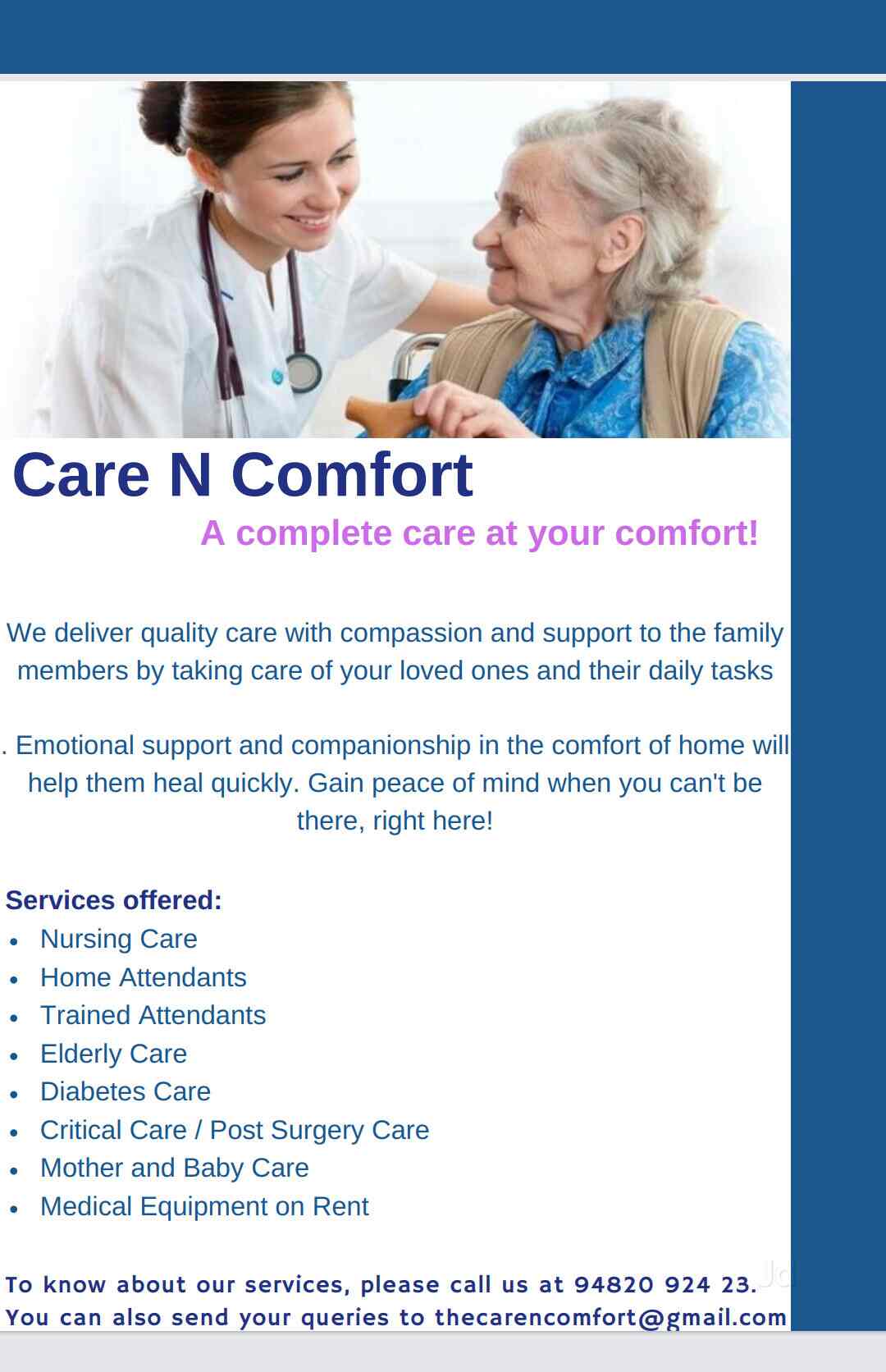 Care N Comfort Sanjay Nagar Home Nursing Services In Bangalore