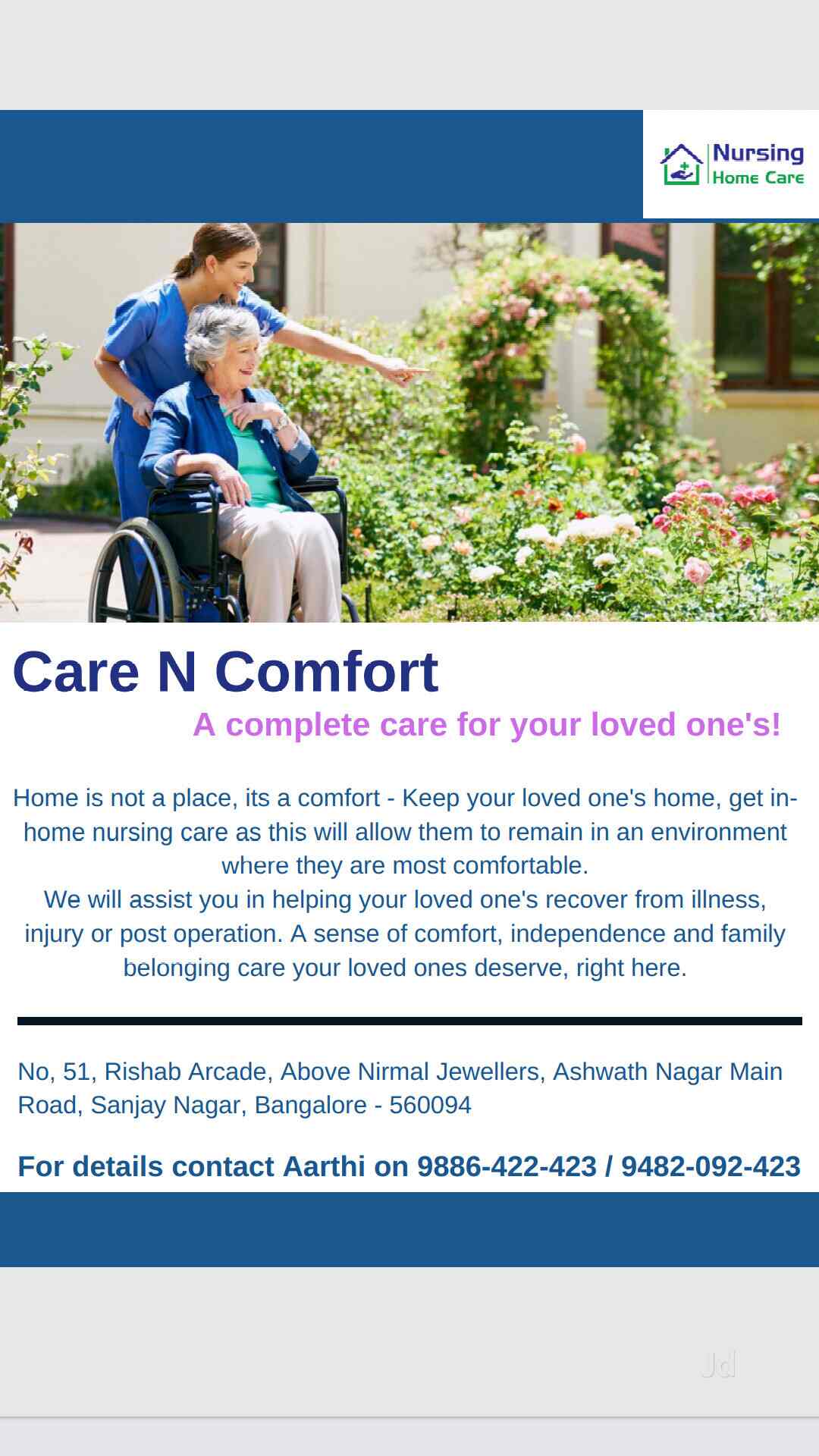Care N Comfort Sanjay Nagar Home Nursing Services In Bangalore