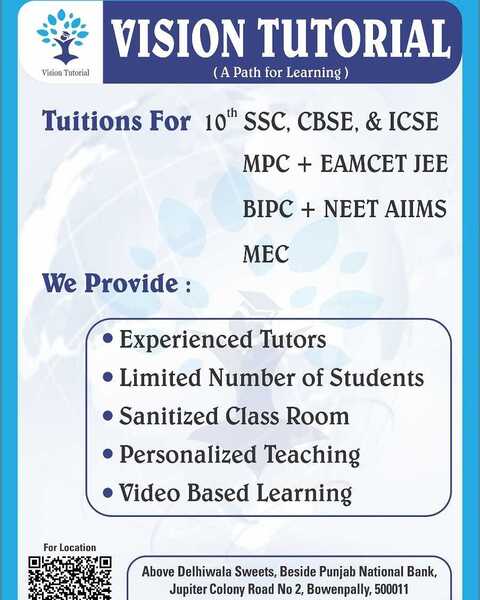 Vision Tutorials, Bowenpally - Home Tutors in Hyderabad - Justdial