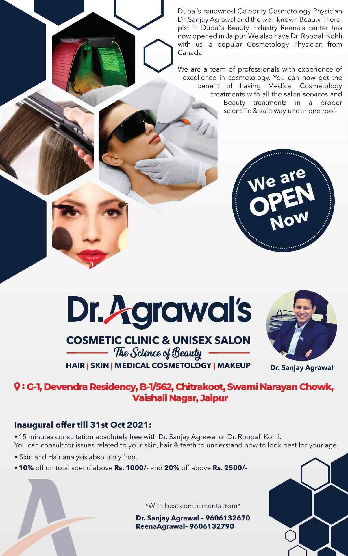 Dr Agrawals Cosmetic Clinic Unisex Salon - Dermatologists - Book Appointment Online - Dermatologists In Vaishali Nagar Jaipur - Justdial Dr Agrawals Cosmetic Clinic Unisex Salon - Dermatologists - Book Appointment Online - Dermatologists In Vaishali Nagar Jaipur - Justdial
