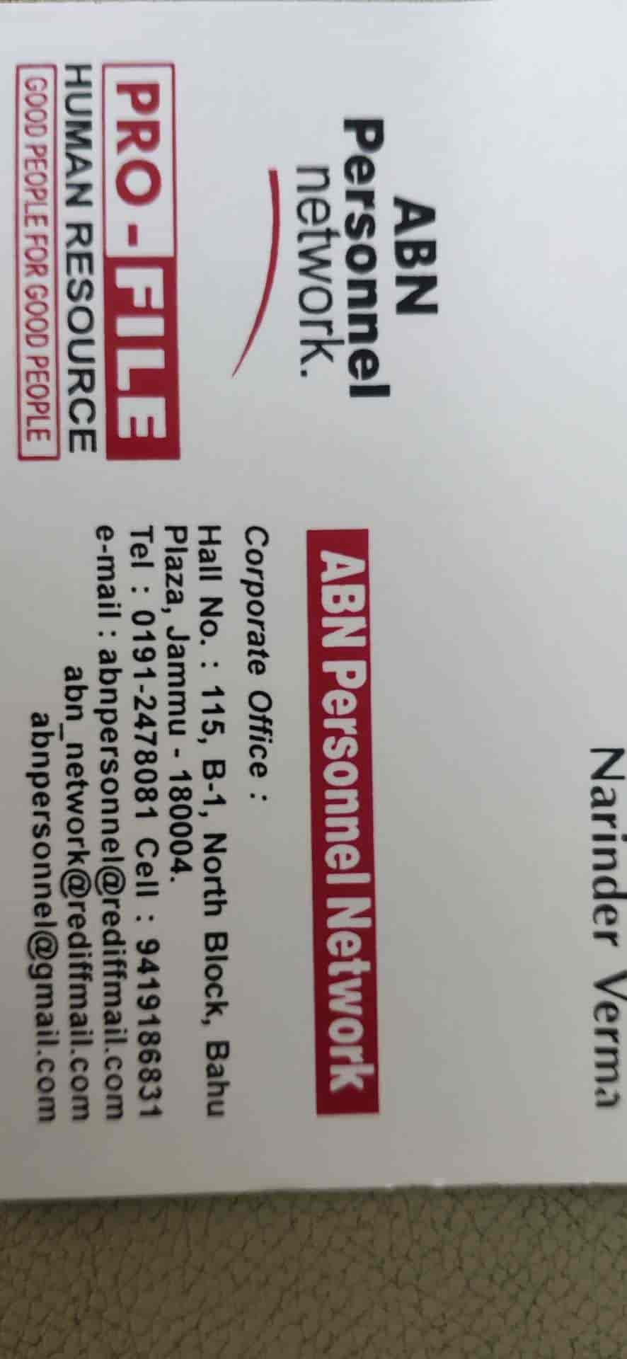 Abn Personnel Network in Gandhinagar Jammu,Jammu - Best Placement Services  For Security Staff (Candidate) near me in Jammu - Justdial