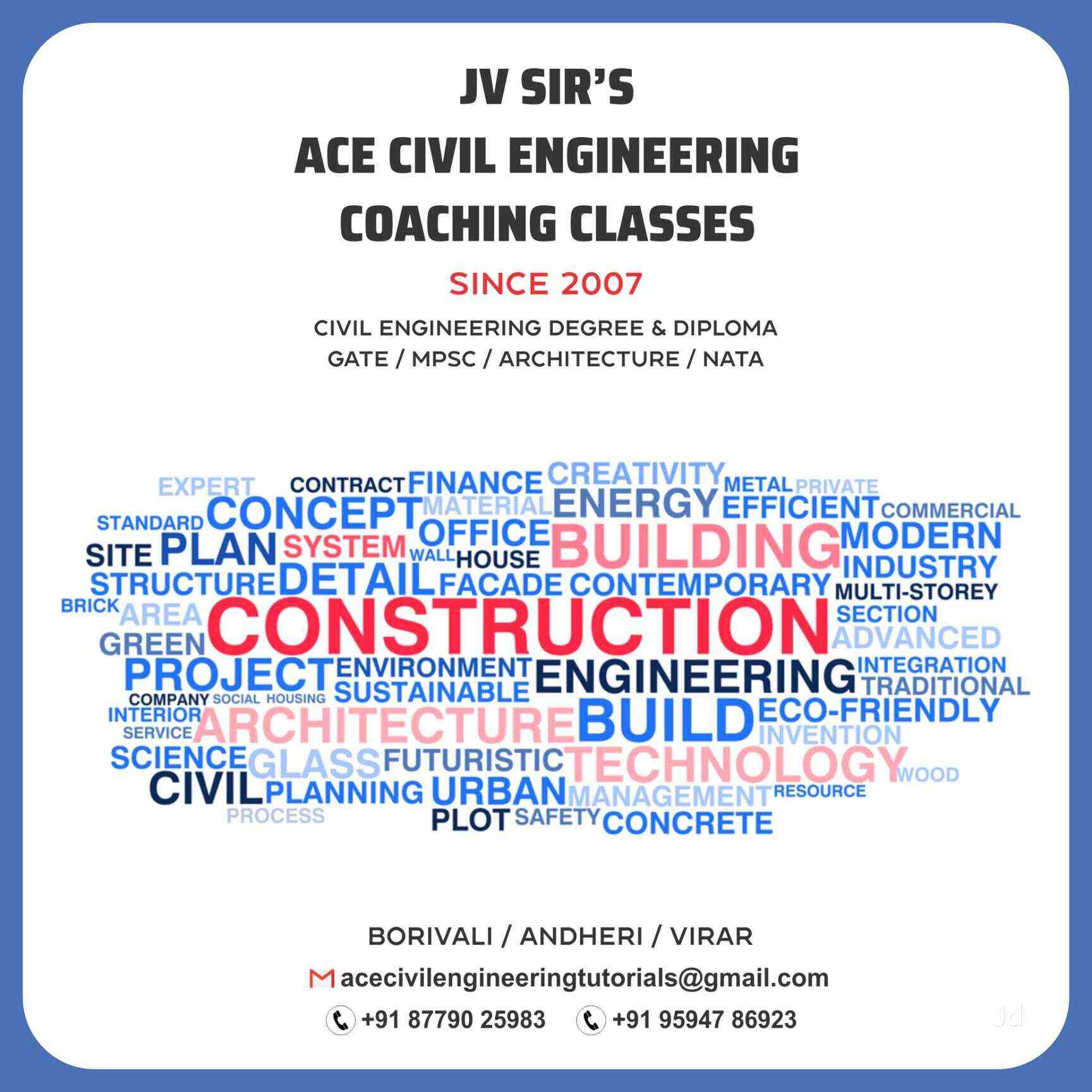 JV SIR'S ACE CIVIL ENGINEERING TUTORIALS, Borivali West - Colleges in  Mumbai, Mumbai - Justdial