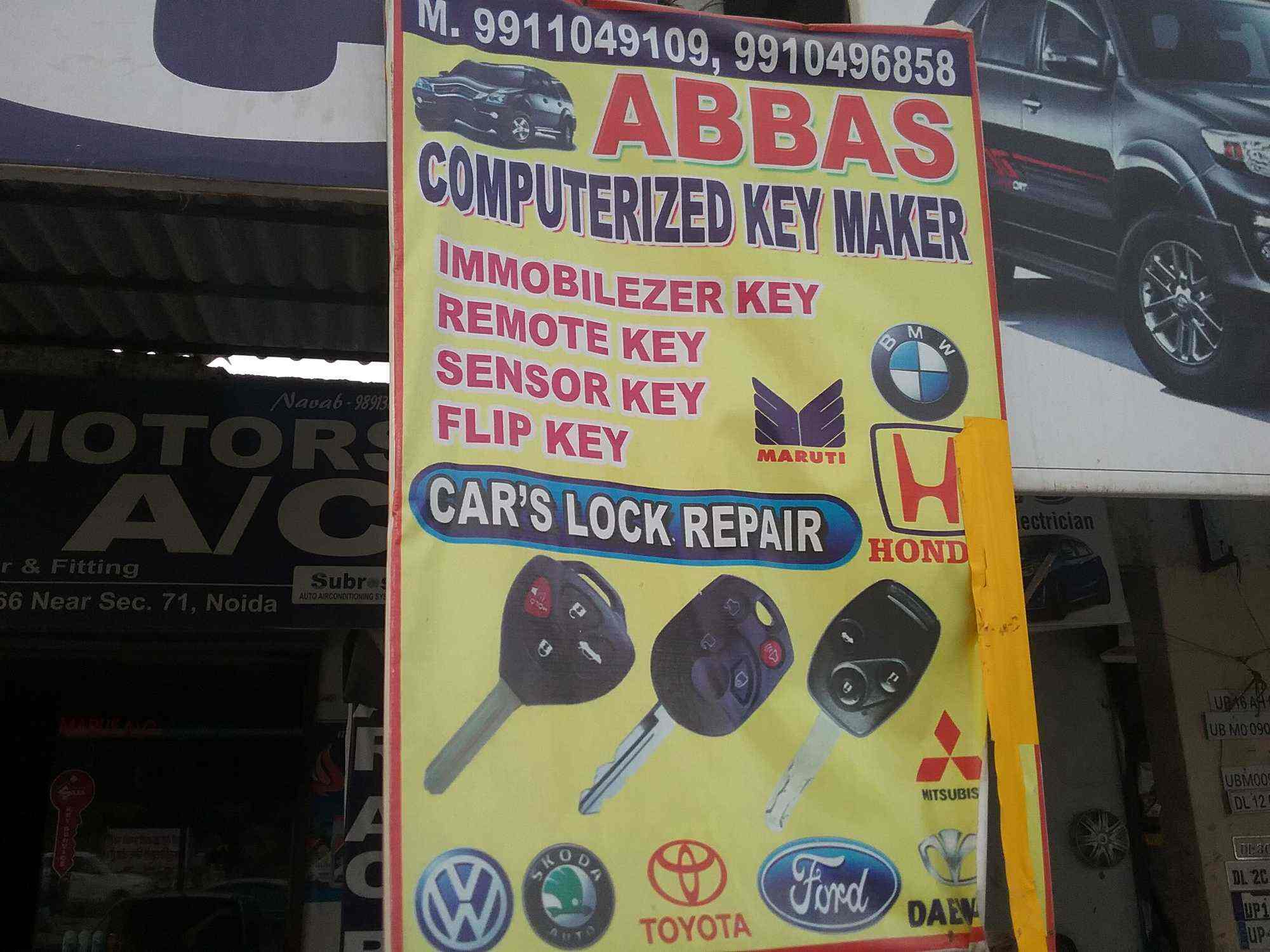 Abbas Computerized Key Maker Noida Sector 66 Duplicate Key