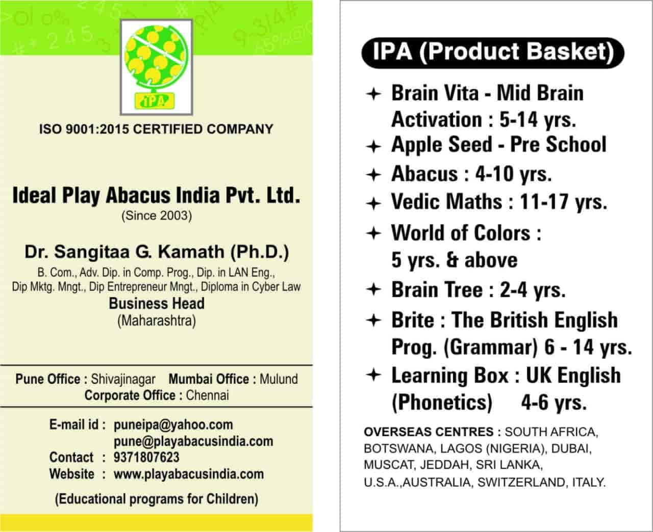 Ideal Play Abacus India Pvt Ltd Shivaji Nagar Franchise Consultants In Pune Justdial