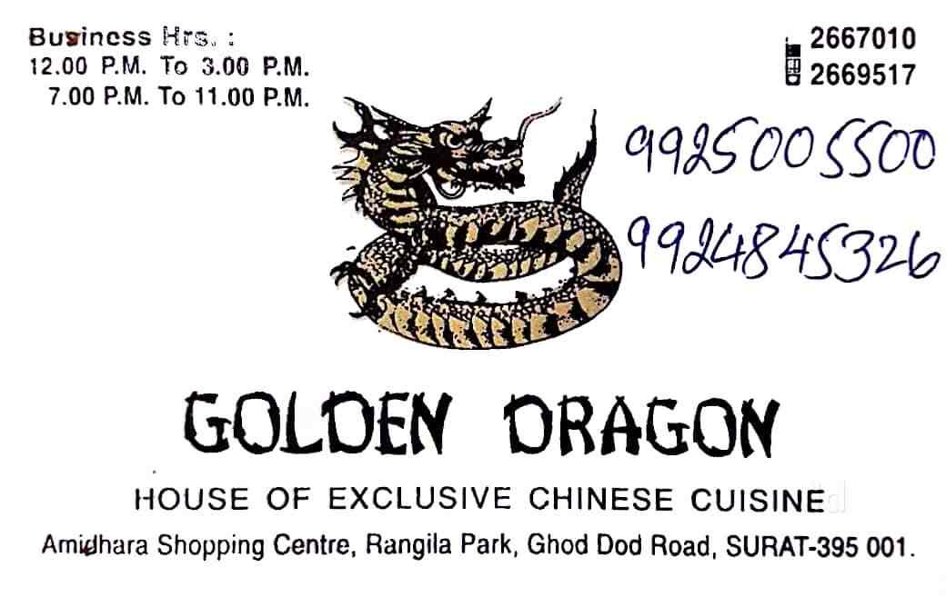 The Golden Dragon Restaurant Ghoddod Road Surat - Sea Food Pan Asian Chinese Cuisine Restaurant - Justdial