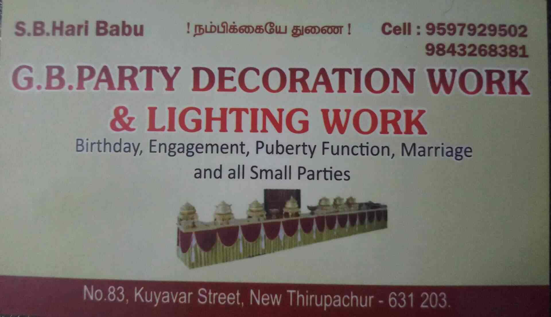 G B Party Decoration Work Lighting Work Opposite Sbi Bank Stage Decorators In Tiruvallur Justdial