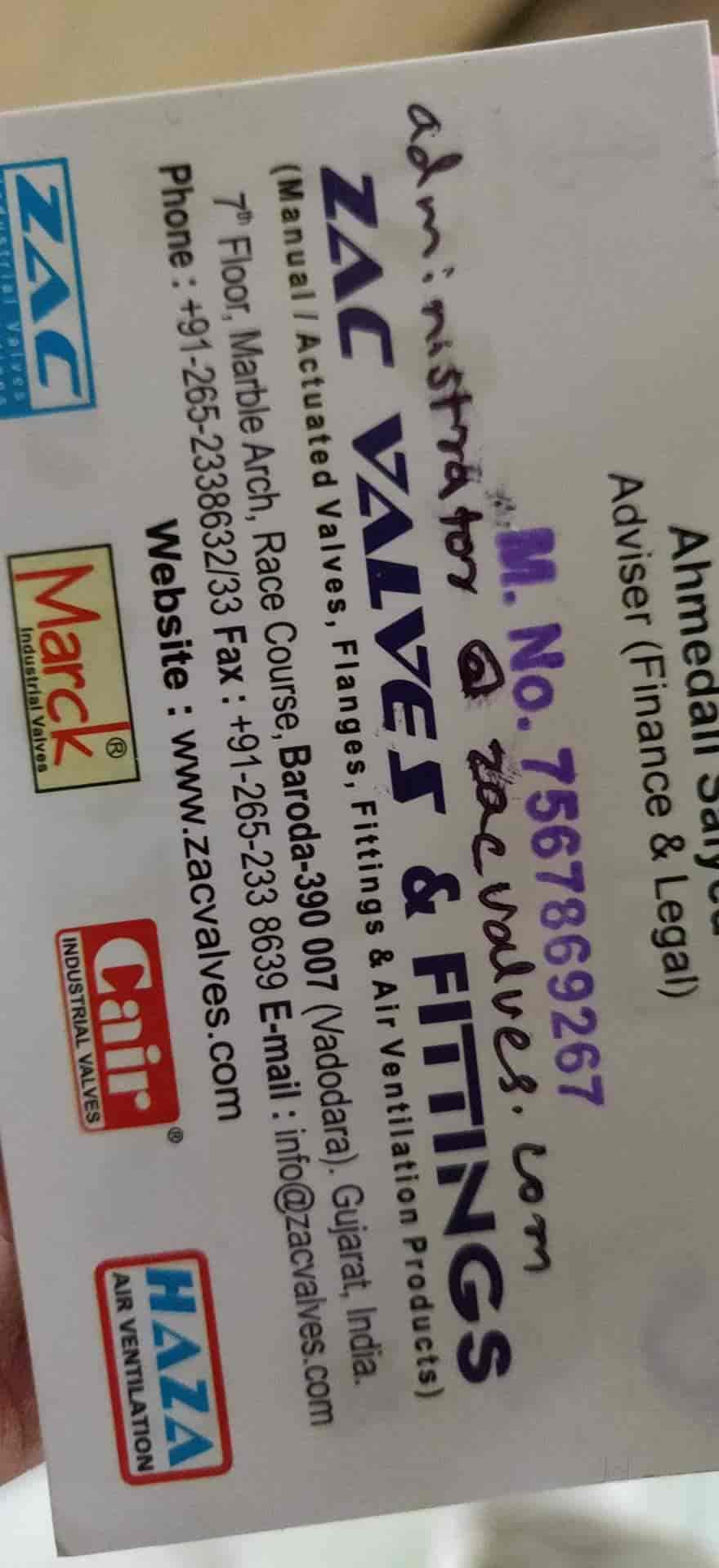 Zac Valves Fittings Race Course Pipe Manufacturers In Vadodara Justdial