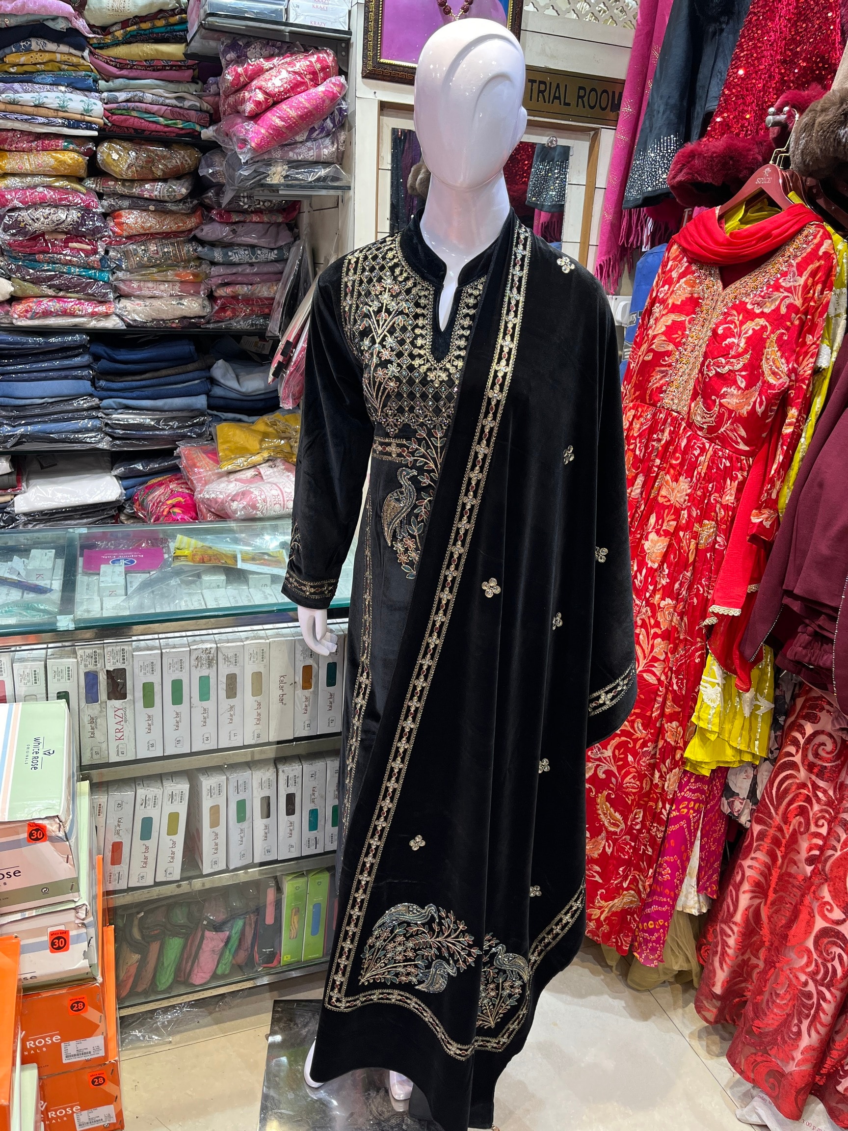 Trendy outfits on display