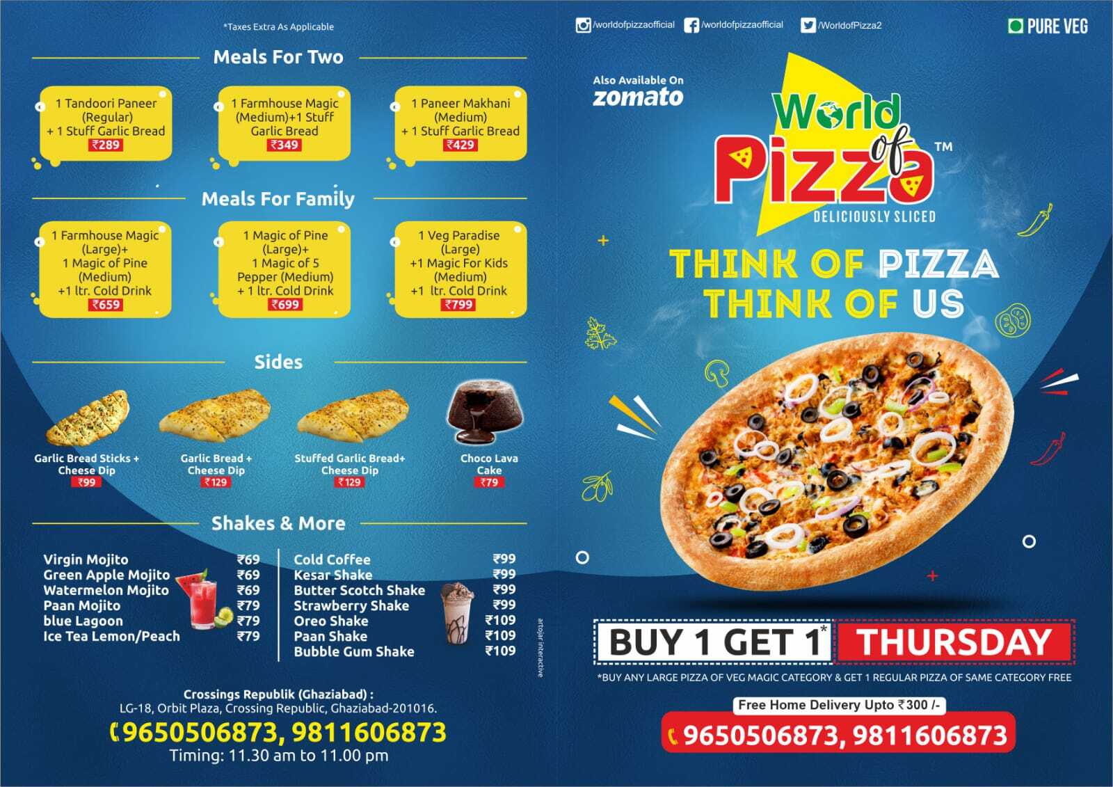 World Of Pizza in Crossing Republik,Ghaziabad - Order Food Online - Pizza  Outlets near me in Ghaziabad - Justdial
