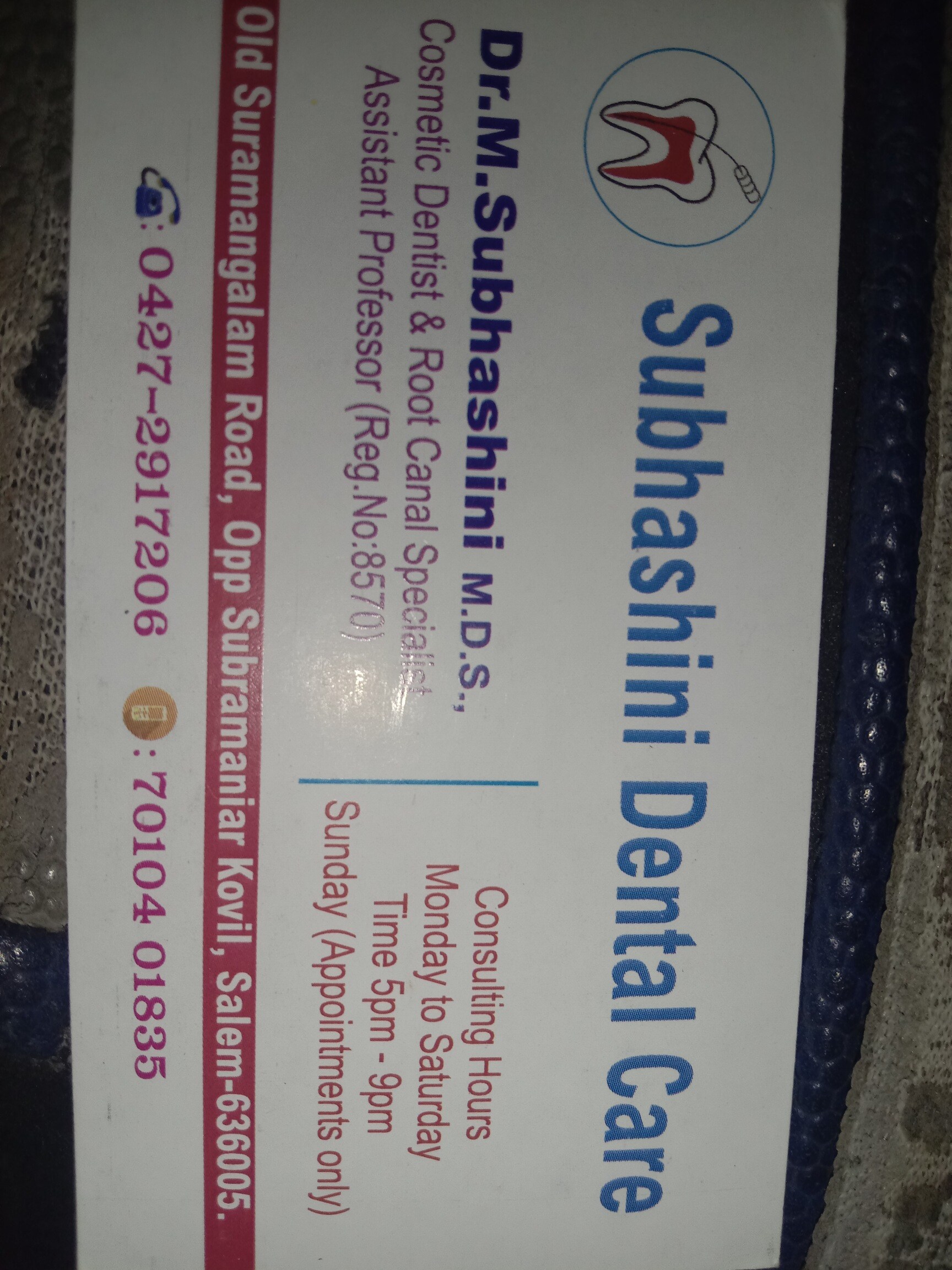 Subhashini Dental care in Suramangalam,Salem - Best Dentists in Salem -  Justdial